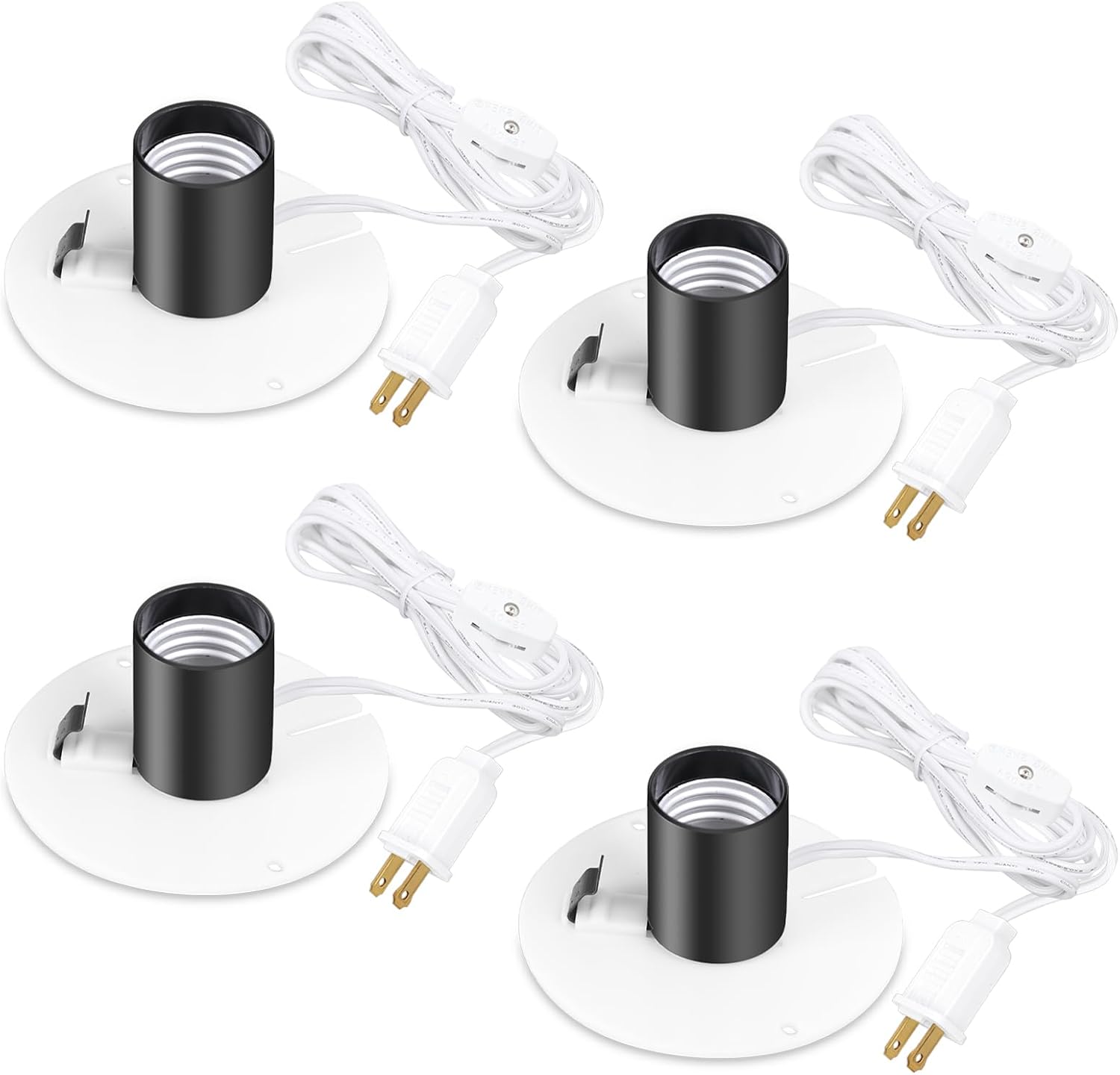 Sigely Blow Mold Light Kit Replacement Light Cord,for Halloween Christmas Blow Mold Village Craft Indoor Outdoor Decorations,for E26 E27 Salt Lamp Bulb with On/Off Switch Fuse Plug 4 Set