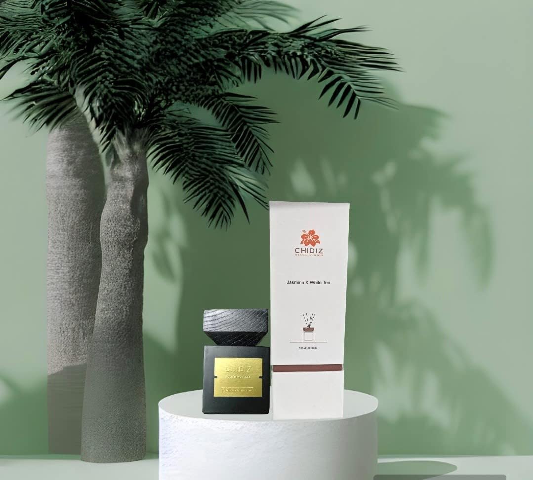 CHIDIZ Jasmine & White Tea Reed Diffuser Home Fragrance Reed Diffuser Set Fragrance