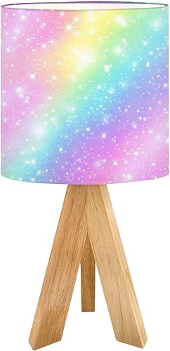 Miniatura 16 de Tripod Bedside Desk Table Lamp Minimal Fluid Gradient Blurred Wave Pastel Color Earth Tone Green Pink Wood Nightstand Lamp with Linen Fabric Shade