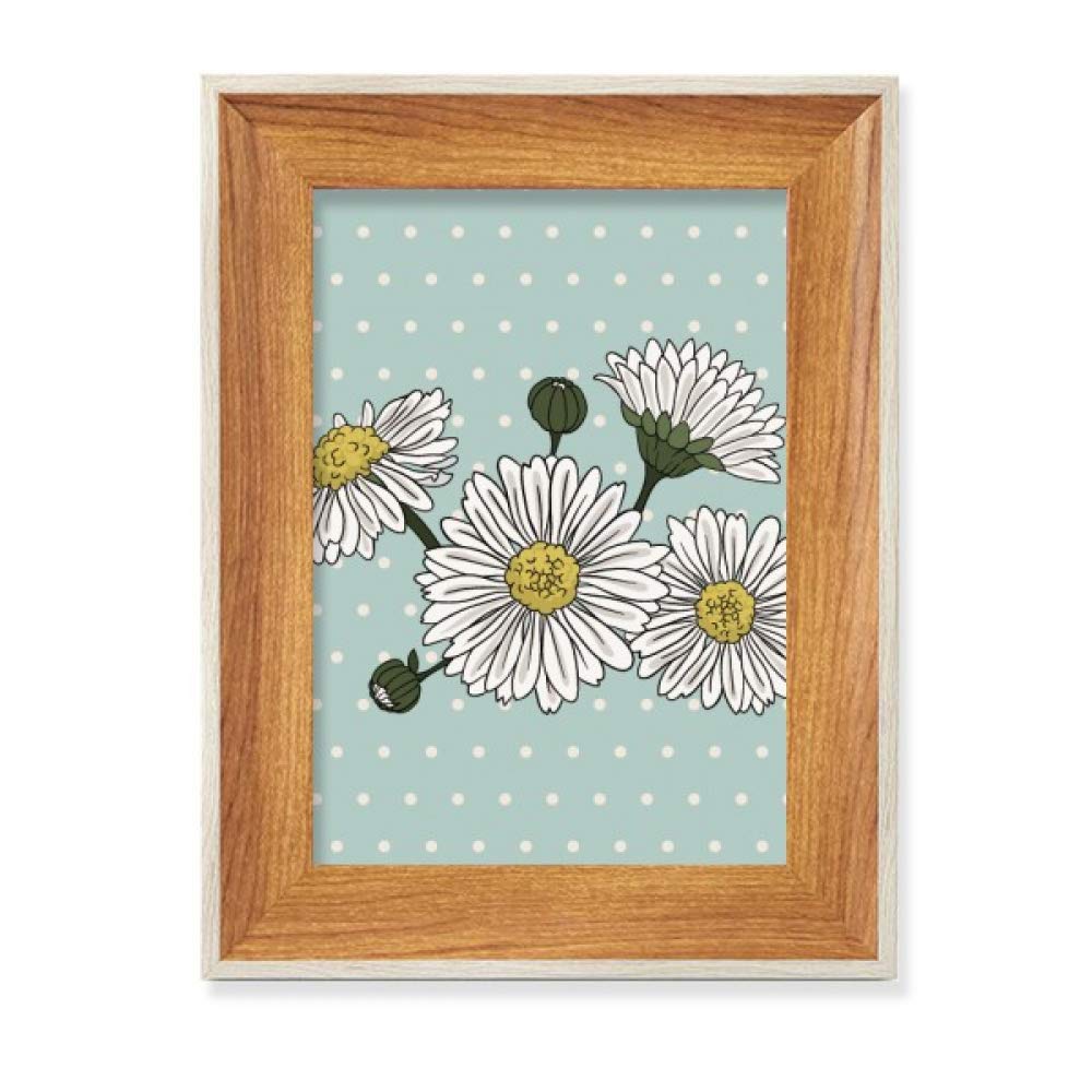 Cadre de photo en bois avec chrysanthème blanche pour table et bureau
