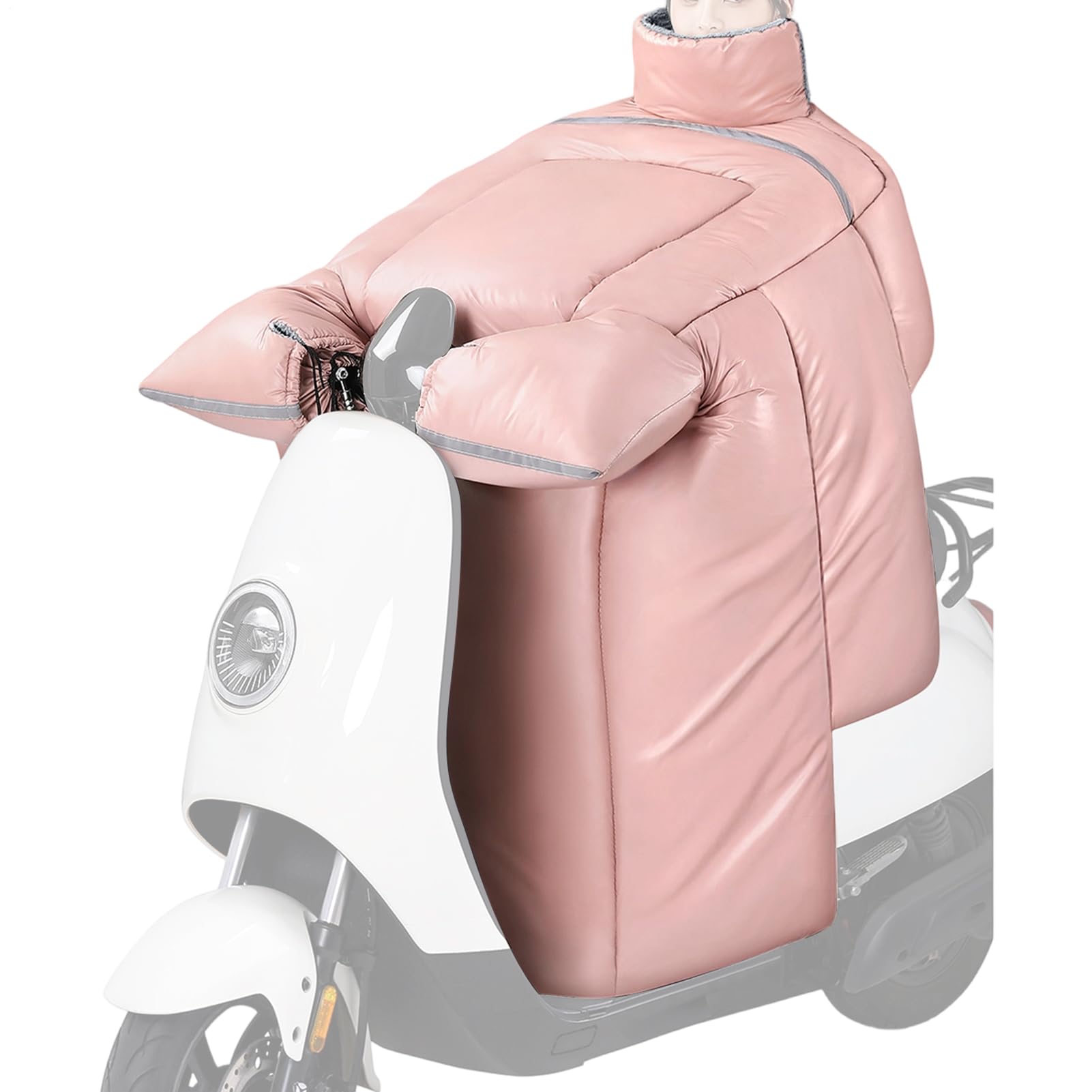 Generisch Coupe-vent pour scooter - Couette imperméable - Doublure en peluche - Coupe-vent - Avec gants - Pour femme - Protection des genoux et de la poitrine