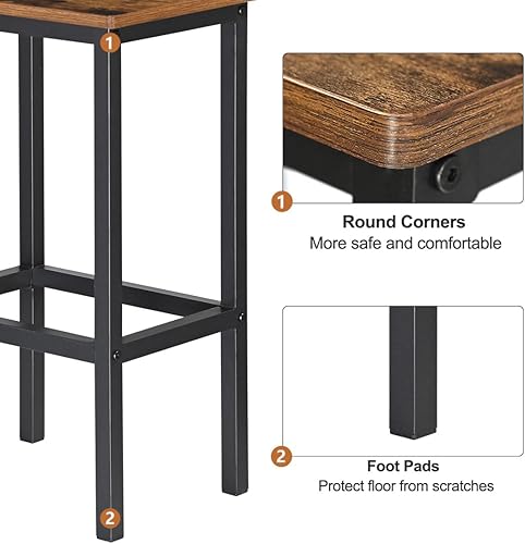 Miniatura 6 de Taburetes de bar de 25.7 pulgadas de alto, paquete de 2 taburetes de altura de mostrador con reposapiés para cocina, comedor, sala de estar, sala de