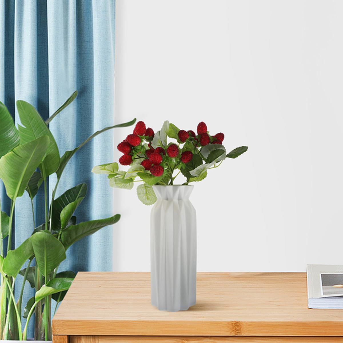 6pcs Realistic Waxberry Artificial Fruit Stems Faux Plastic Simulation Berries for Home Décor Party Table Centerpieces Red Waxberry Branches