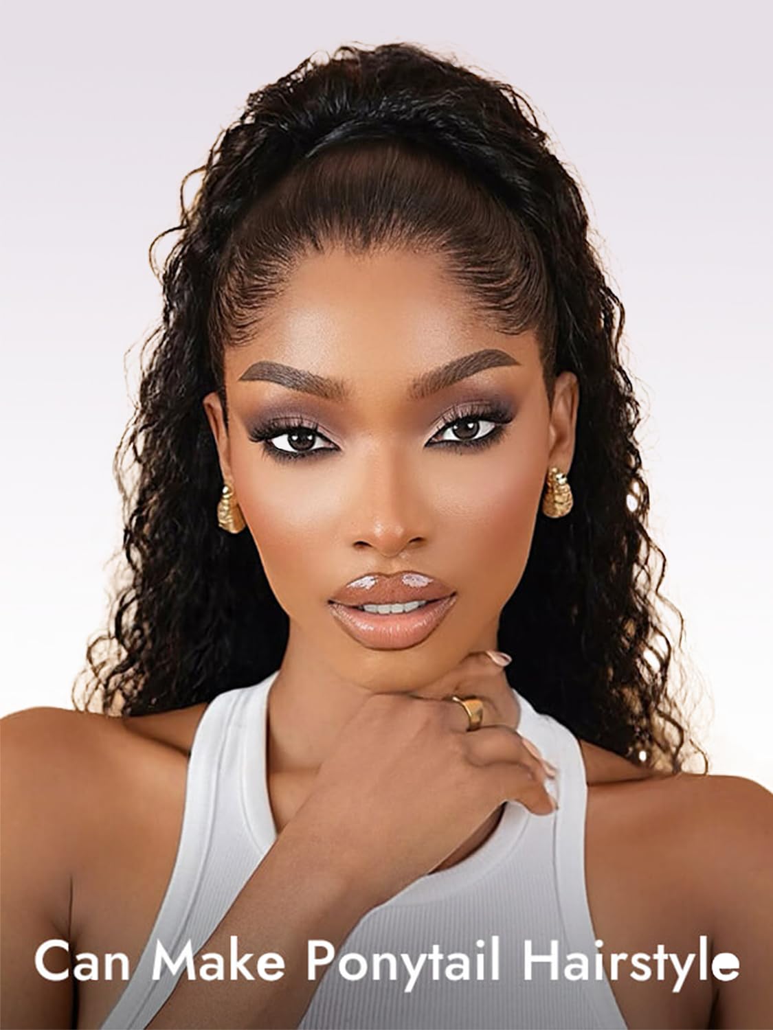22 Inch Deep Wave Hidden Strap 360 Lace Front Wigs Human Hair Glueless 200 Density Curly Human Hair Wig with invisible Drawstring Wet and Wavy Lace Frontal Wigs for Black Women Natural Hairline