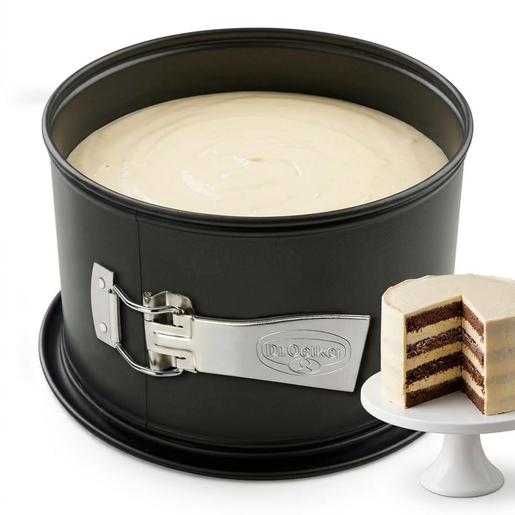Dr. Oetker Springform mit extra hohem Rand Ø 18 cm Back-Freude Classic, Kuchenform mit Antihaft-Beschichtung, hochwertige Backform aus Stahlblech (Farbe: Schwarz), Menge: 1 Stück