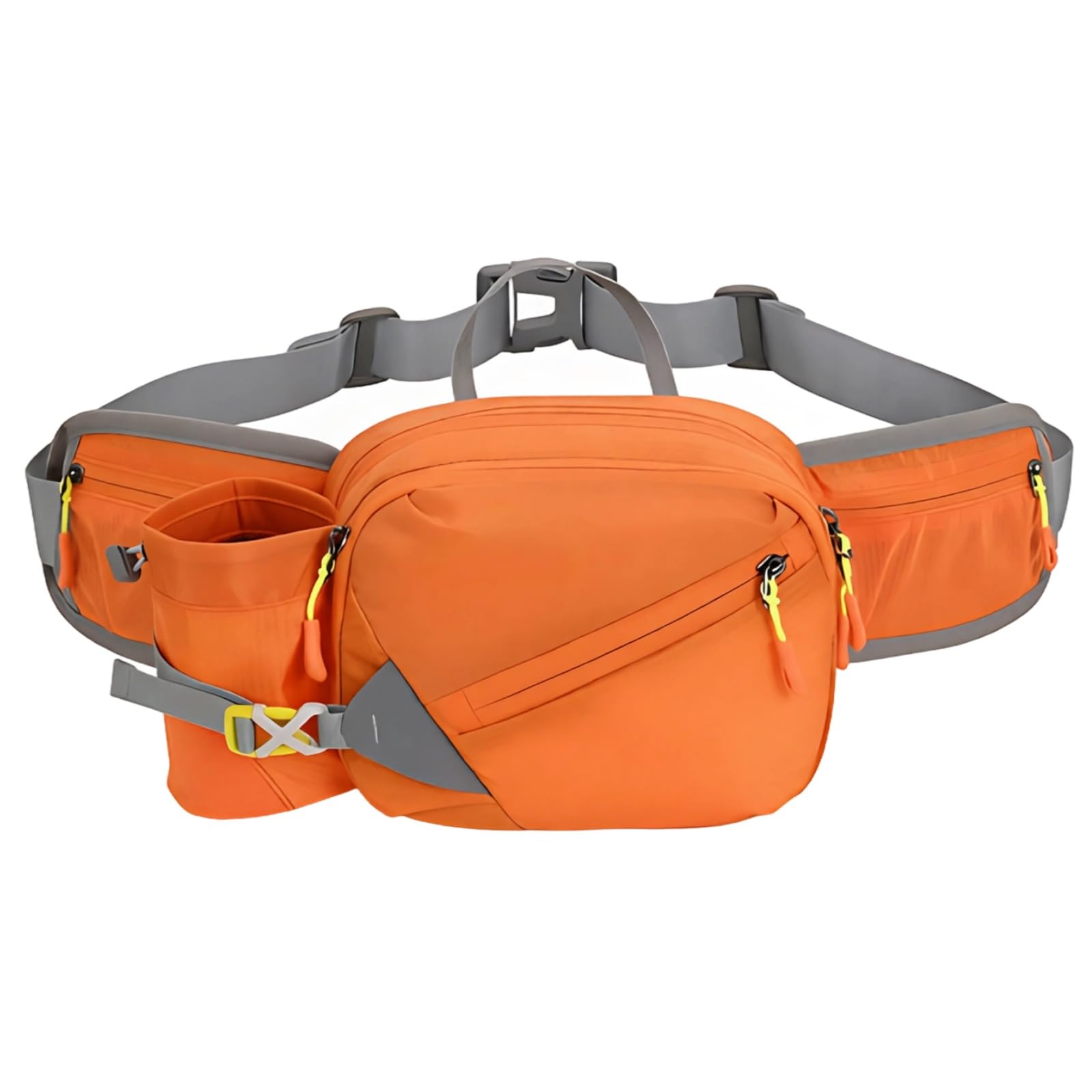 Gürteltasche in Orange mit Trinkflaschenhalter, Lauf- und Wandergürteltasche mit Fassungsvermögen, mehrschichtigem Stauraum, 750 ml Flaschenfach, mit verstellbarem Gürtel für Outdoor-Marathon