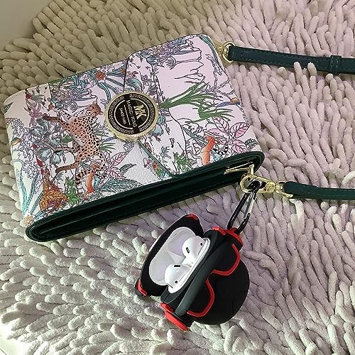 Image of Prolet Airdops Case Cover Compatible with Boat Airdopes 131, Soft Silicone Skin Case Cover Shock-Absorbing Protective Case with Anti-Lost Metal Keyring (Bulldog D Black Red)