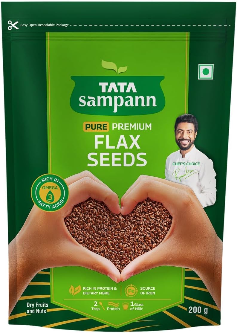 Tata Sampann Pure Premium Flax Seeds, 200g, Rich in Protein & Dietary Fibre, Source of Iron