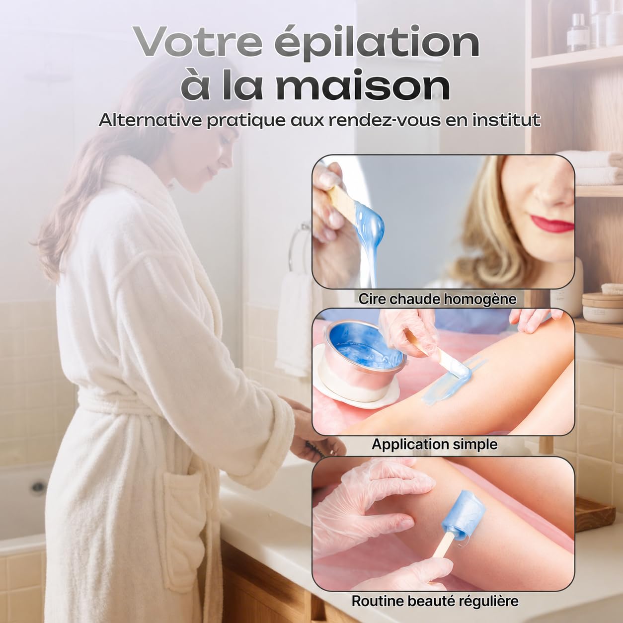 Chauffe Cire Épilation à la Maison, Appareil à Cire Chaude avec Température Réglable, Machine à Cire Compacte pour Visage, Petites Zones, Jambes, Aisselles et Maillot(noir)