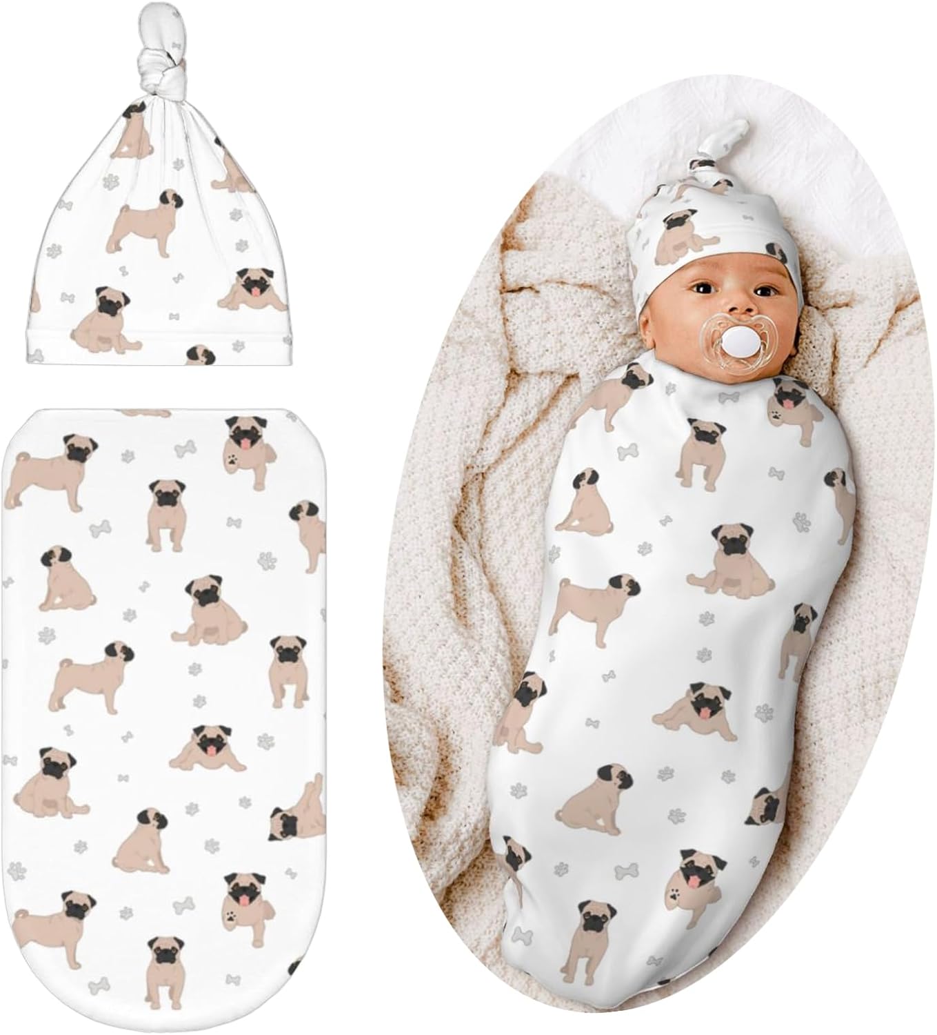 Dog Swaddle Blanket for Baby, Soft Sleeping Bag, Swaddling Sack for Newborn Dog Baby Items Stuff