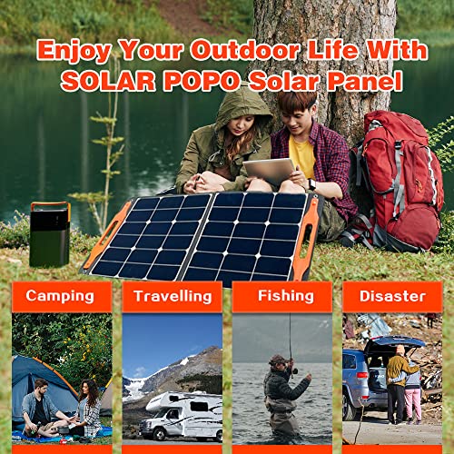 Solar Popo 100W Portable Folding Solar Panel Charger With Usb Outputs For Family Camping Phones Tablets, Foldable Solar Panel With 4-In-1 Cable For Battery Power Station Generator #TOP6