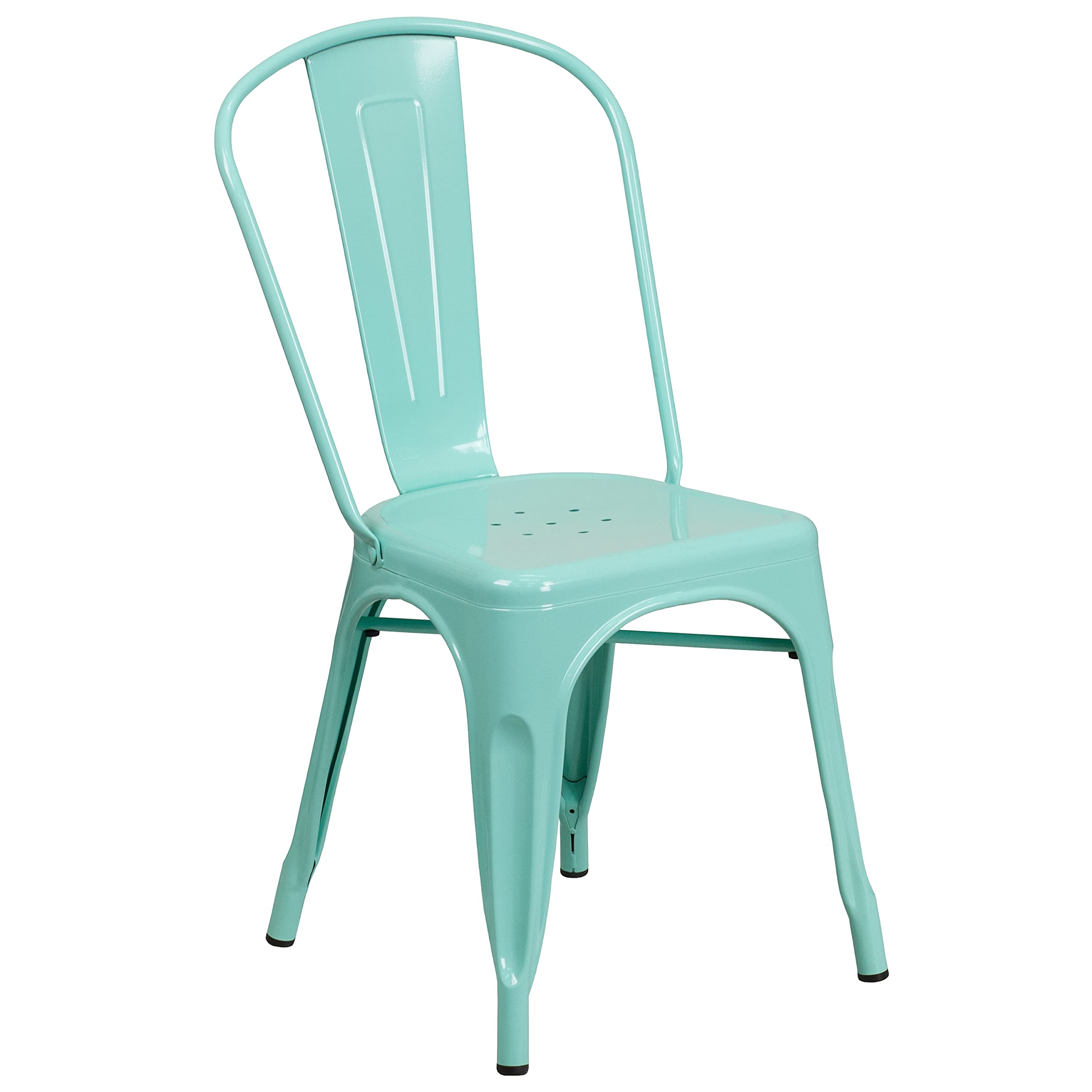 Flash Furniture Blake Commercial Grade Sedia impilabile per interni ed esterni in metallo verde menta, confezione da 4