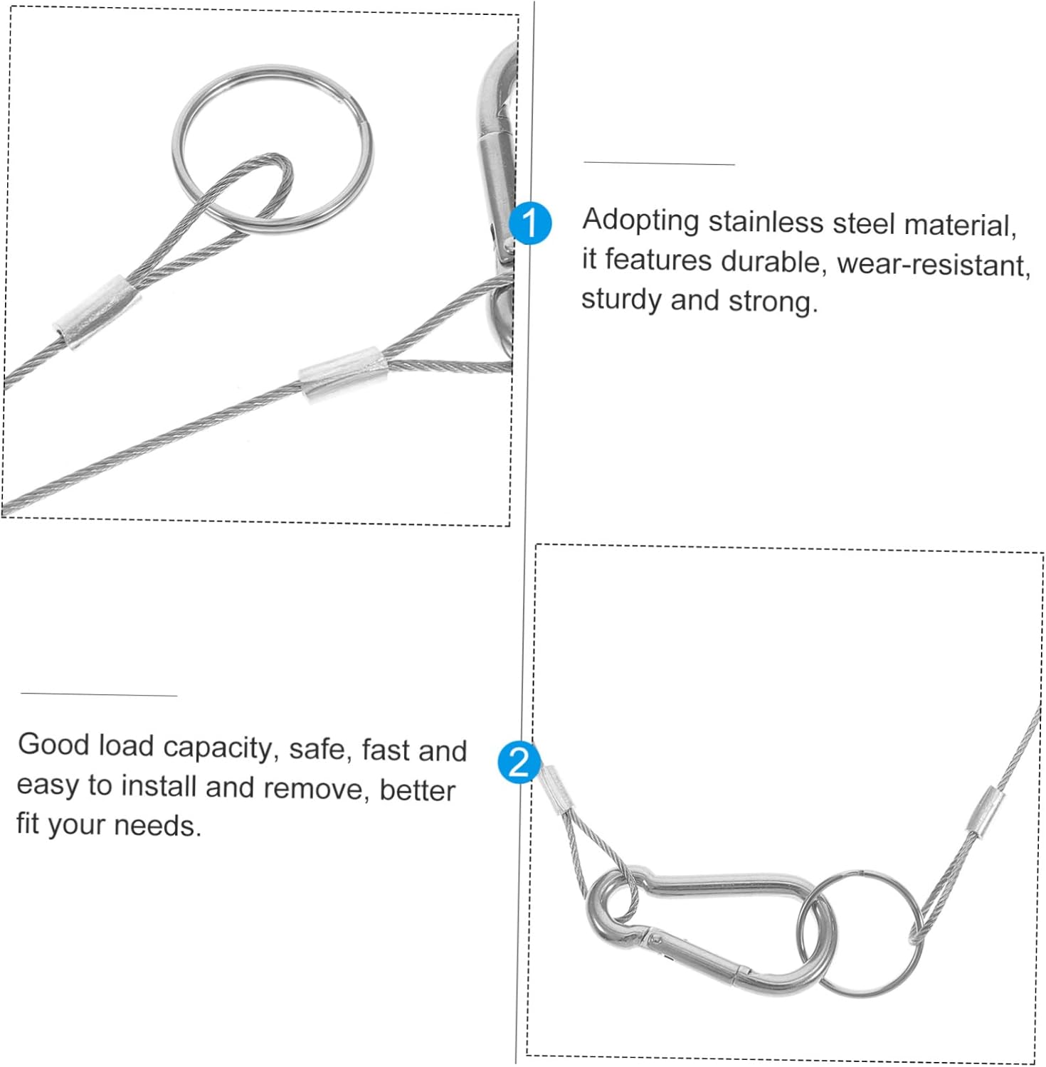 4sets Safety Ropes for Wire Stainless Steel Lanyard Marine Cable 6pcs*4