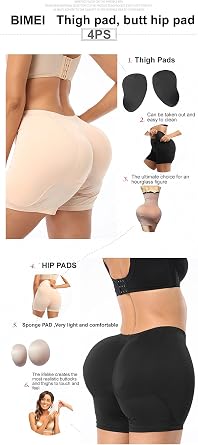 BIMEI 4PS sponge thigh pad hip pad pants Womens Butt Lifter Hip Padded Panty Shapewear