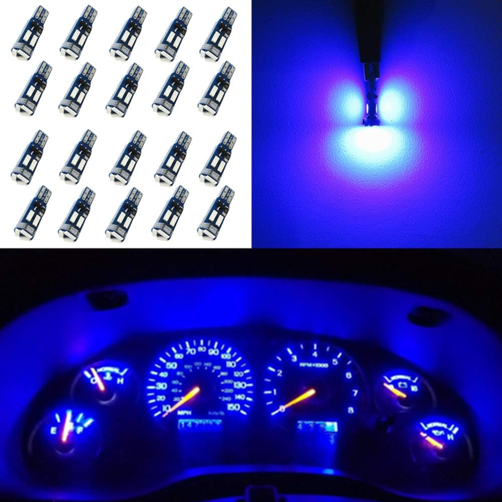 WLJH Extremely Bright Blue Instrument Panel Cluster Gauge Indicator Warning Lamp Bulb Full Led Light Kits for Ford Mustang 1999-2004,Pack of 20