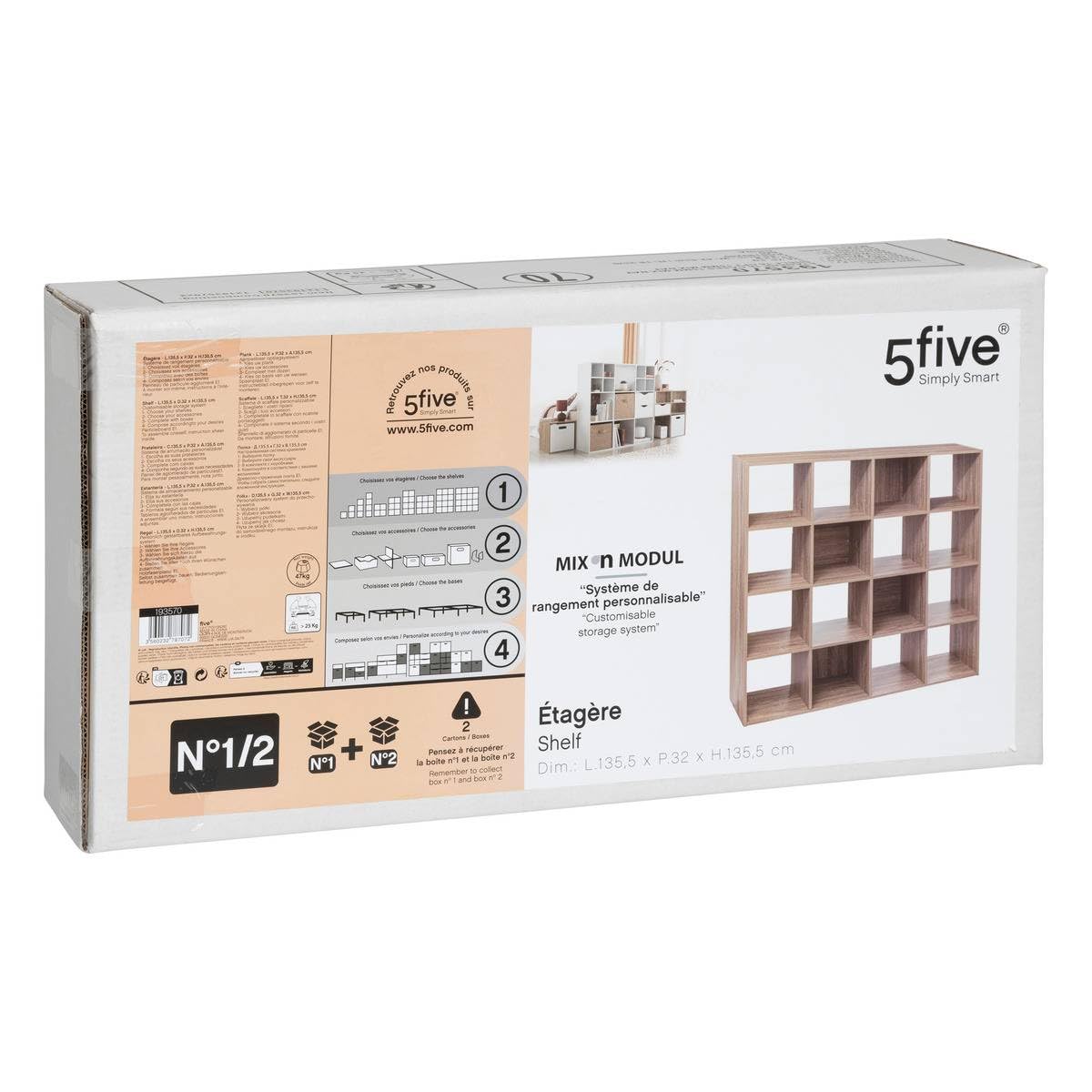 5five - Etagere 16 Cases 15mm Mix nat