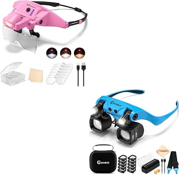 Magnifying Glass with Light, 1X-4X Magnifying Glasses, 2X 4X 6X 10X 13X Magnifying Glasses Lens, Rechargeable Head Mount Magnifier for Close Work Watch Repair Crafts Jewelry