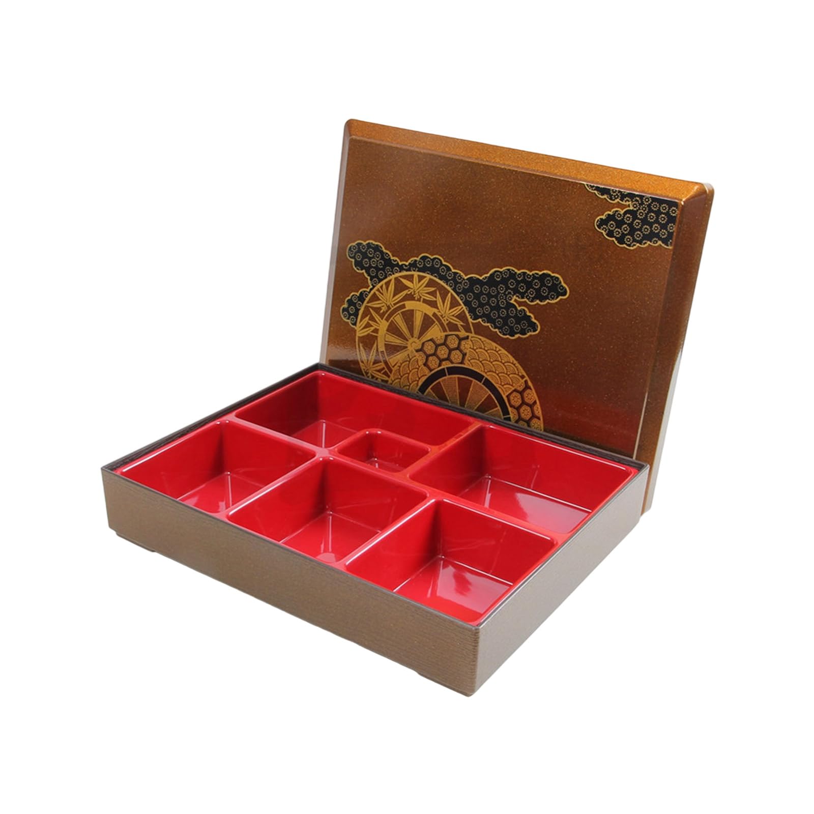 Hsioluted Japanese Styles Bentos Box with 5/6 Compartments Double Layer Insulation Food Grade PP Materials Compartment Lunch Box