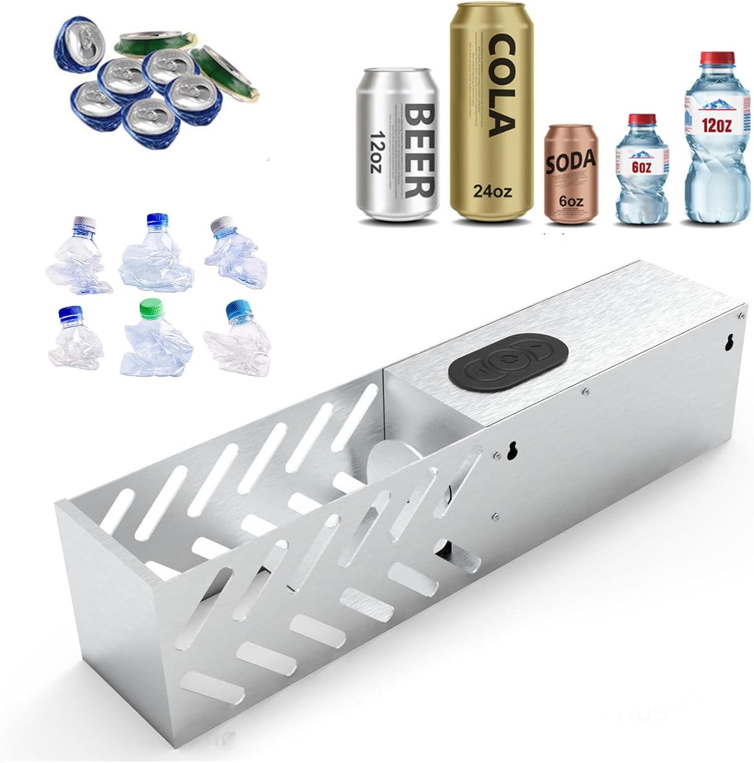 Automatic Electric Can Crusher for Recycling - Wall Mounted Can Trash Compactor for 12oz-16oz Aluminum Cans - for Seltzer, Soda, Cola, and Beer Cans