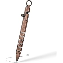 Origin-Joy 1 Pack Bolt Action Pen Set, Six Edge Solid Brass EDC Pocket Tactical Pen With 10 Ballpoint Refills Red Bronze