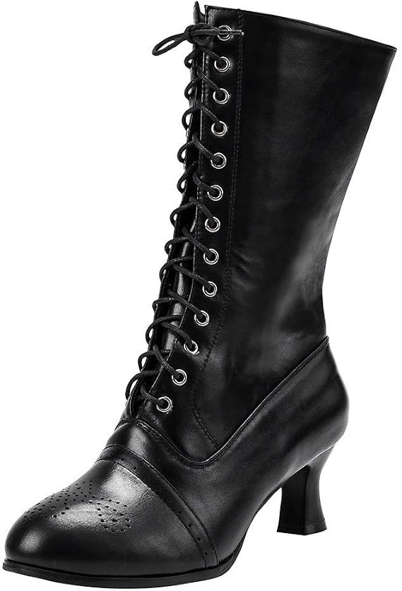 Amazon.com: Botas góticas victorianas vintage con cordones para mujer de  media pantorrilla vaquera botas occidentales, botas de vaquero, 8, Negro :  Ropa, Zapatos y Joyería