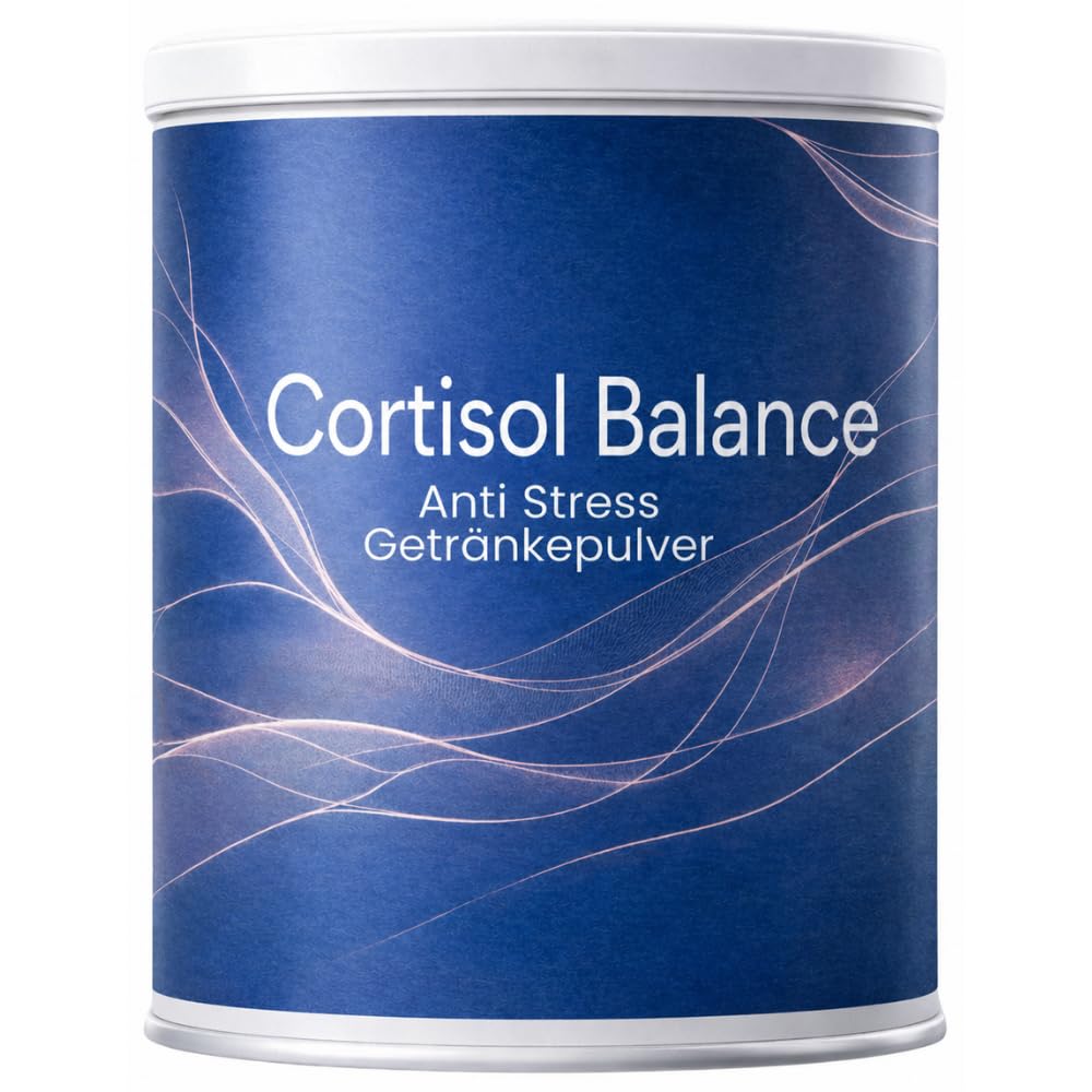 Cortisol Support mit Ashwagandha, Rhodiola, Glycin und Magnesium - 42 Tage Kur mit Vitamin B1 und B6 - Pulver zum Auflösen - Blaubeergeschmack - vegan