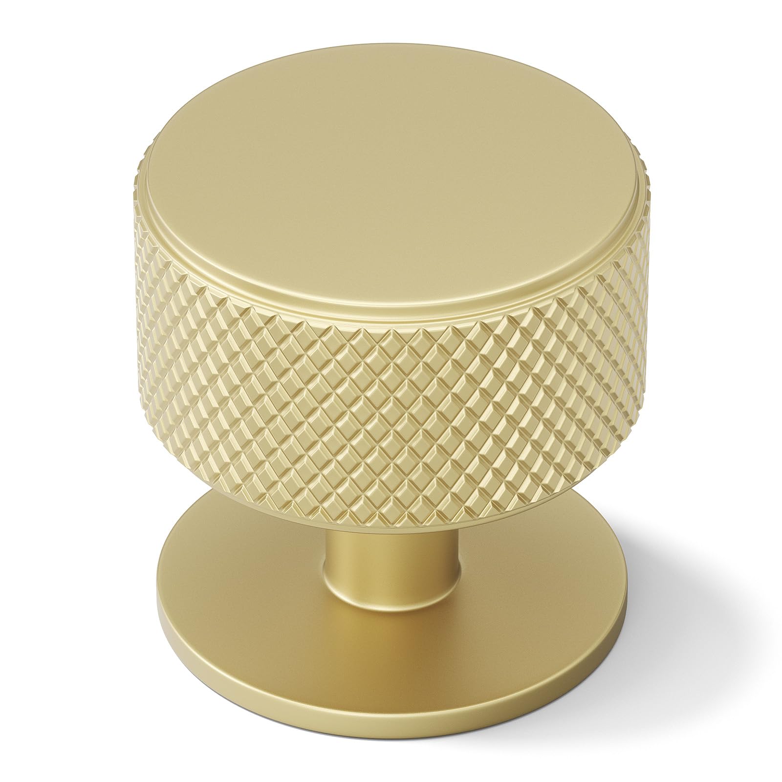 Goldenwarm 5 Pack Gold Drawer Knobs, Knurled Round Gold Knobs, Aluminum Alloy Single Hole Kitchen Handles