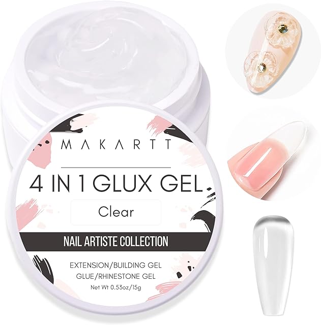 Makartt Builder Gel For Nails, 4 in 1 Nail Extension Gel, Nail Glue for Acrylic Nails, Nail Rhinestone Glue Gel, Nail Strengthen UV Gel, 3D Nail Sculpture Gel Hard Gel Manicure Set Nail Lamp Required