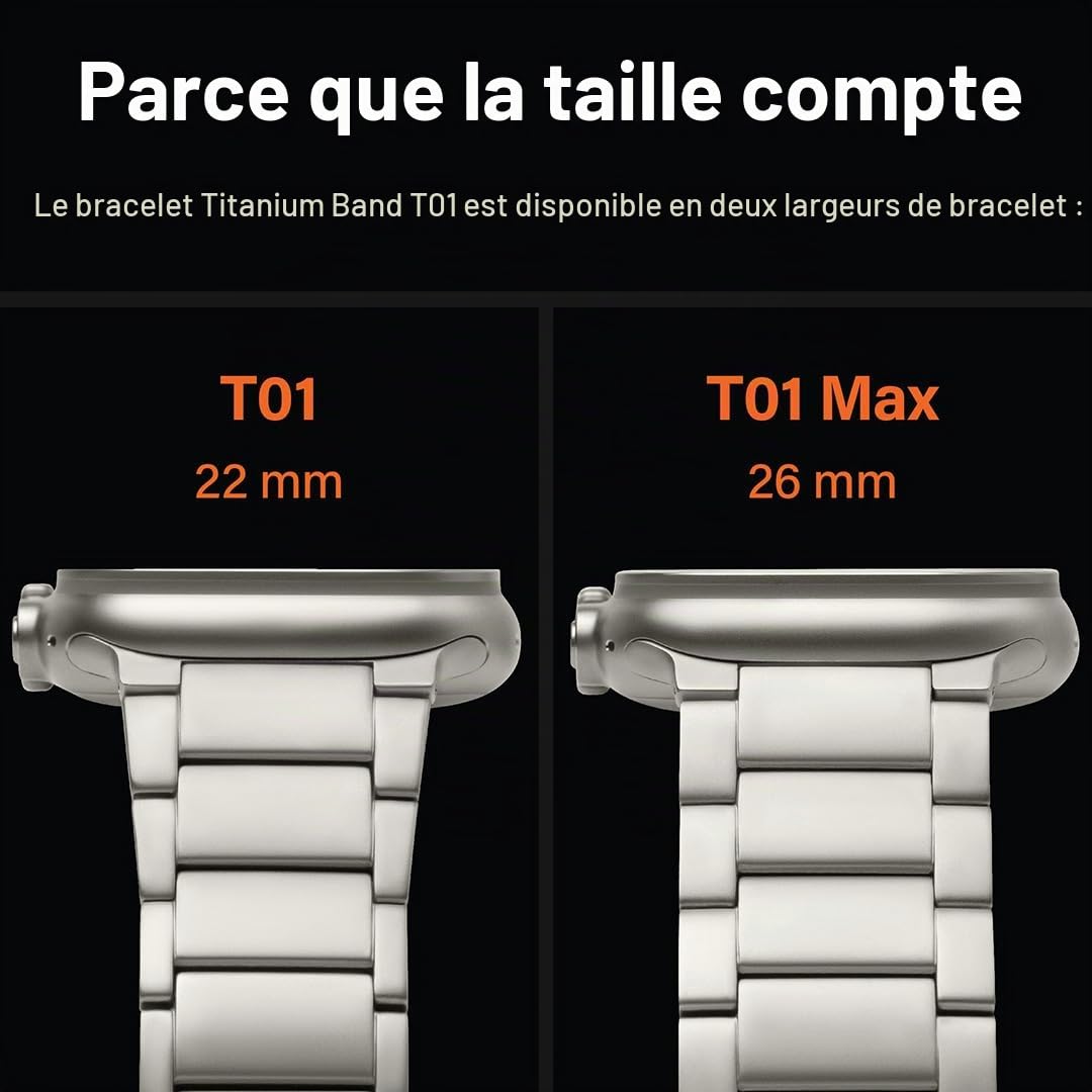 KORDIZ Bracelet de montre en titane T01 (Max) - Compatible avec Apple Watch Ultra 2 et Ultra (49 mm) - Bracelet de montre en titane réglable avec fermoir sécurisé - Bracelet de couleur
