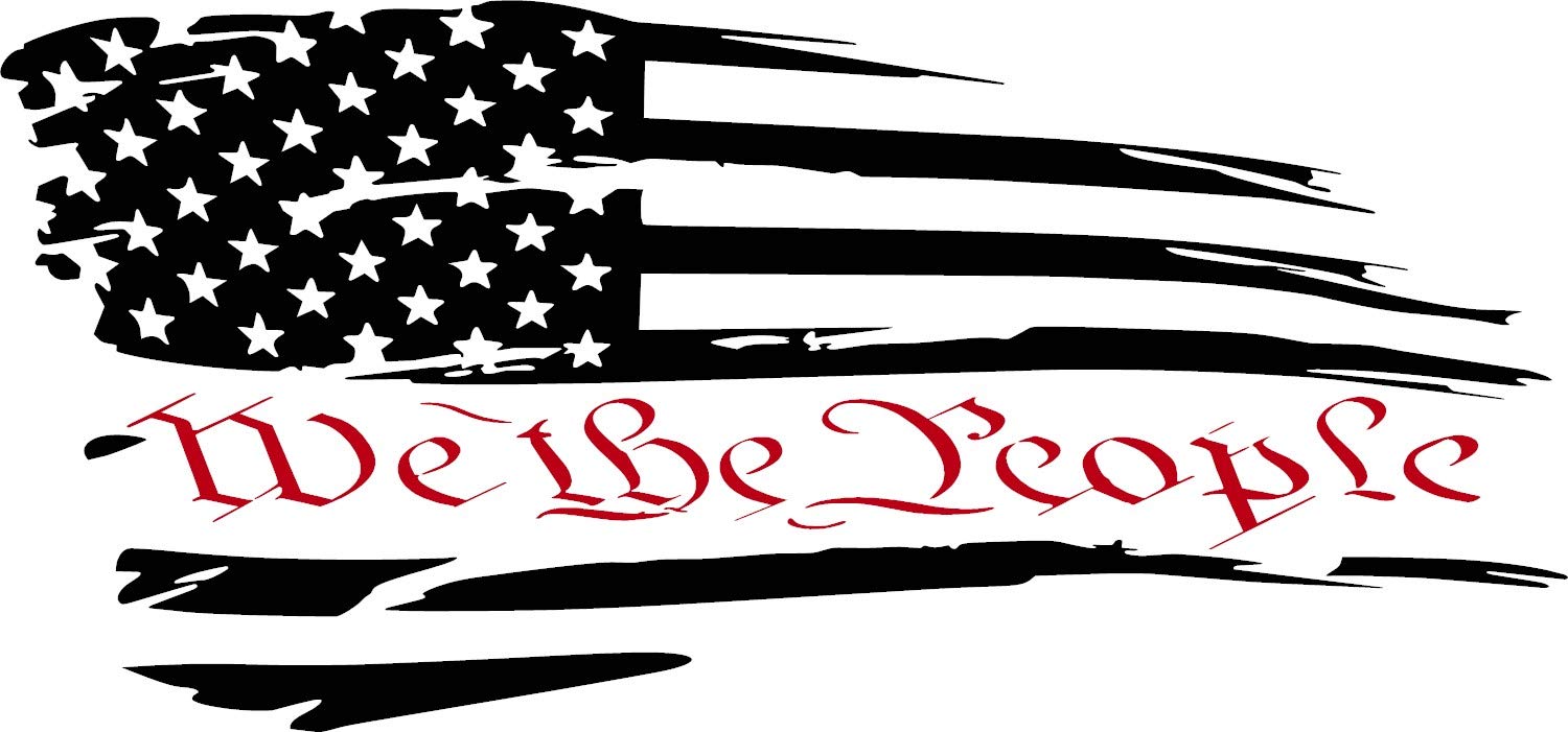 Distressed Worn We The People American Flag 2 or 4 Door JL JK Side Rear Window Vinyl Die Cut Decal Sticker (4 Door 16