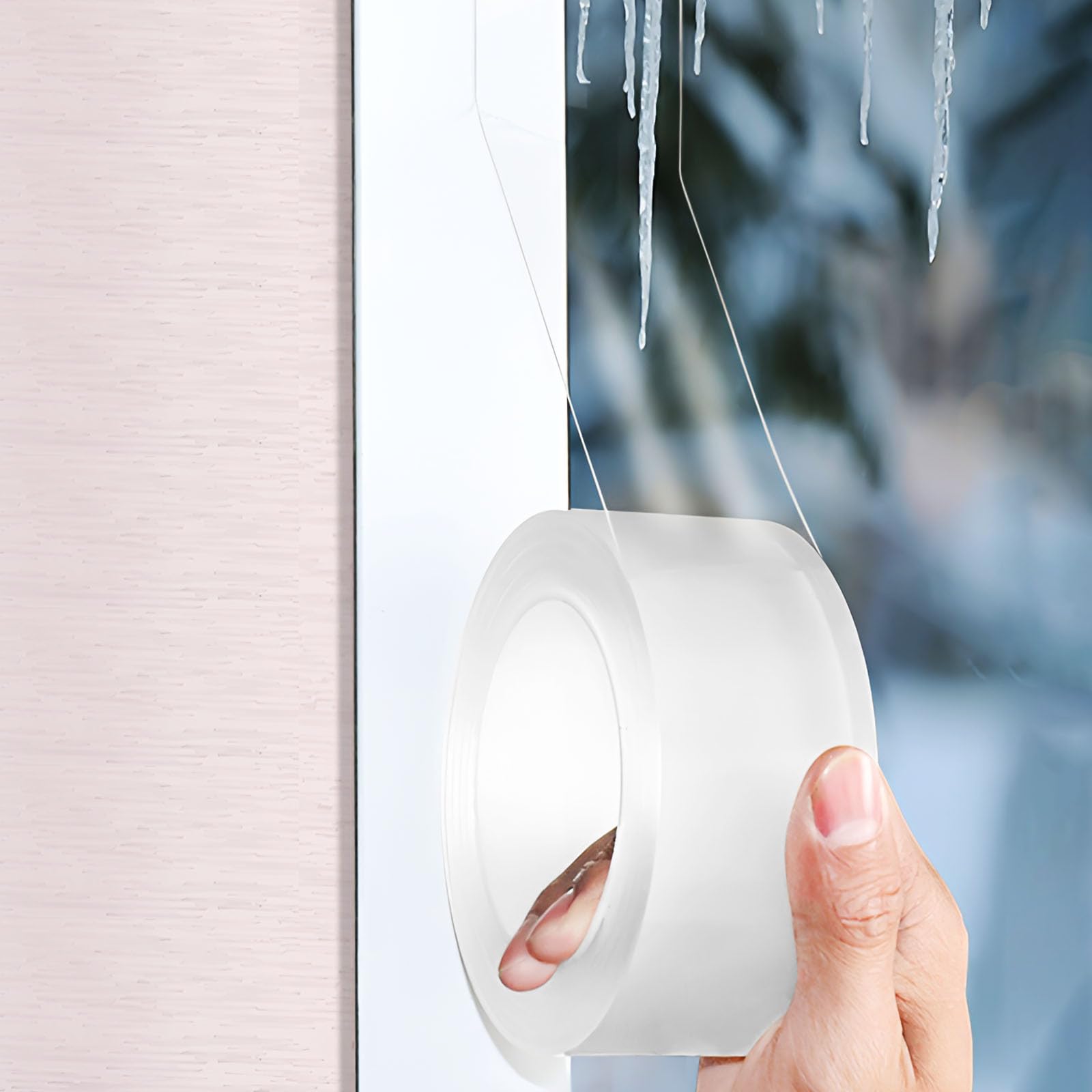 Nastro sigillante autoadesivo trasparente, 5 cm x 10 m, impermeabile e antivento, per finestre e porte