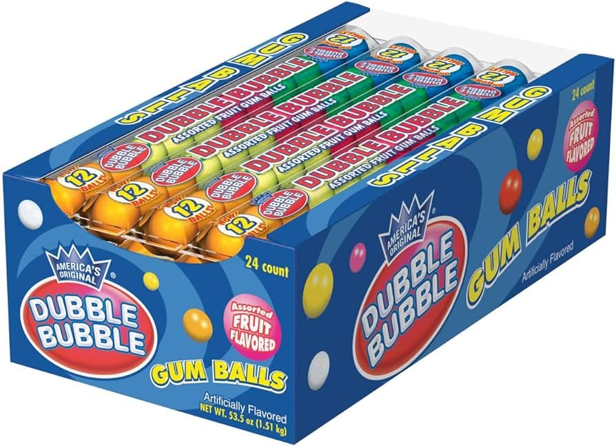 Dubble Bubble Assorted Fruit Flavor Bubblegum, 5 Gumballsper Sleeve, 5 Flavors (Pack Of 36 Sleeves), 36Count (Pack Of 12)