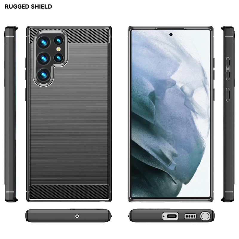 Image of Hybrid Carbon Fiber Back Case for Samsung Galaxy S22 Ultra (Black)