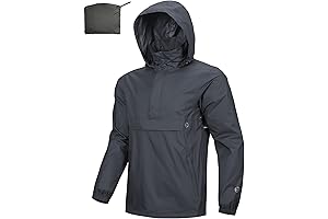 Men's Waterproof Packable Rain Jacket Ideal for Hiking, Golf, and Running