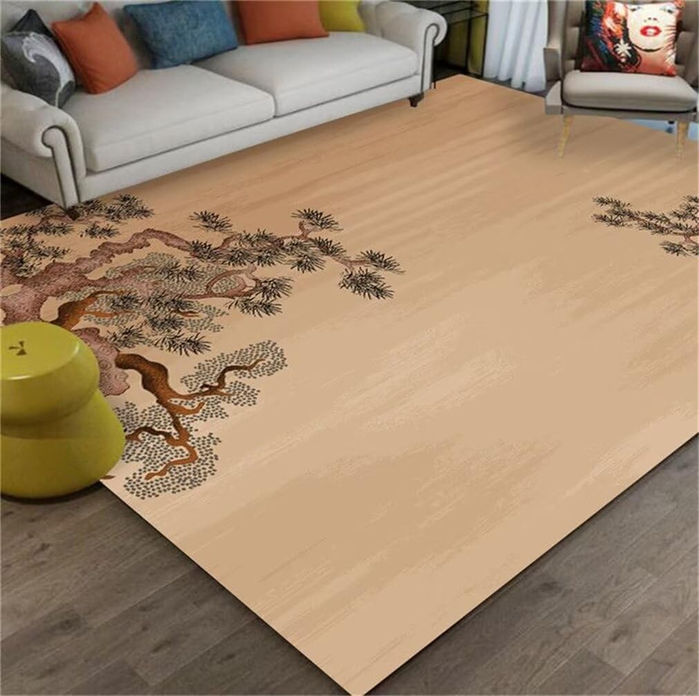 Tapis oriental kaki 160x210cm antidérapant pour salon et tapis gamer de chambre