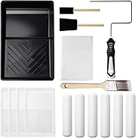 Mister Rui 6 Inch Foam Paint Roller Kit 16 Pack - High-Density Rollers, Tray Liners, Brush & Frame for Smooth DIY Wall Painting