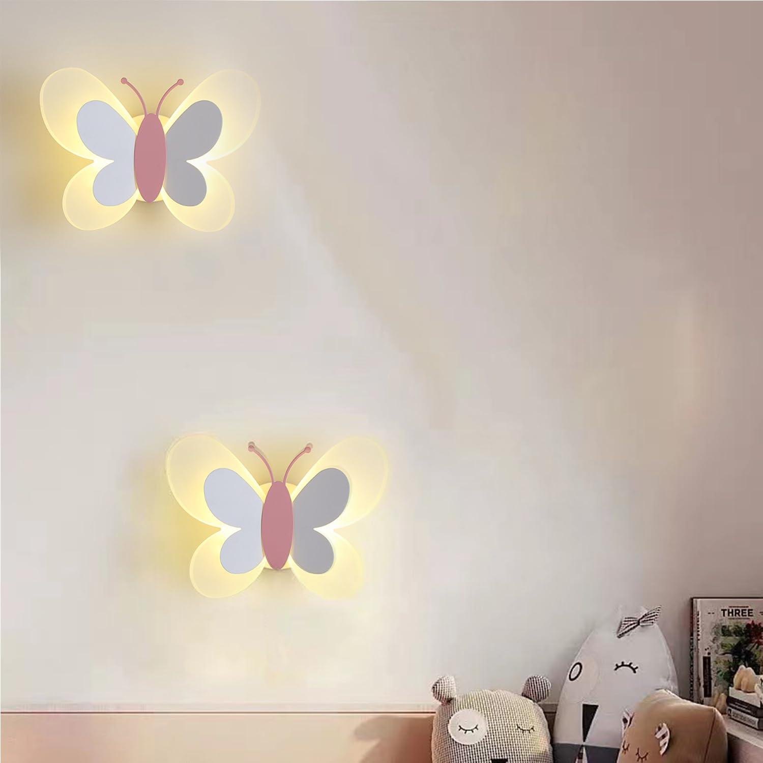 Applique Murale LED 16W Lampe Murale Créative Papillon Appliques Moderne Lumière Chaude Acrylique Veilleuse Chevet pour Chambre Enfant Couloir Escalier