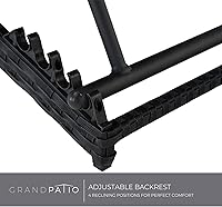 Vista 5 de Grand patio Sillón de mimbre para exteriores de 4 posiciones ajustable plegable de aluminio para patio, tumbona con cojín beige