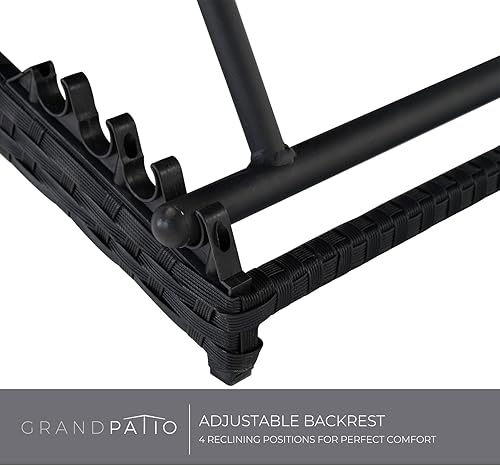 Miniatura 5 de Grand patio Sillón de mimbre para exteriores de 4 posiciones ajustable plegable de aluminio para patio, tumbona con cojín beige