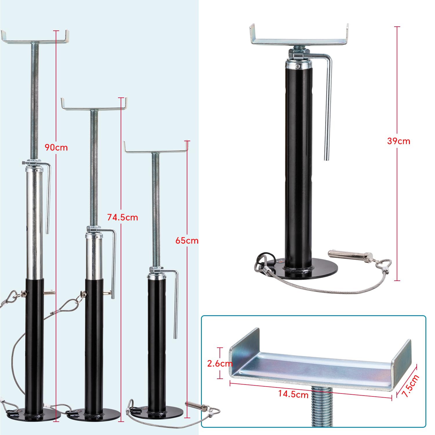 KATSU 2 Pezzi Supporto Stabilizzatori per RV Caravan, Altezza Regolabile da 15" a 37", Supporta fino a 5000 lbs, Robusto Supporti Scorrevoli per Rimorchio Camper
