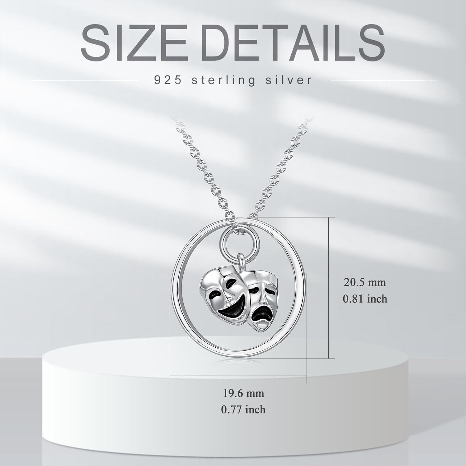 Comedy Tragedy Masks Necklace for Drama Theater, Women Involved in or Appreciative of Theater and Drama, Unisex, Sterling Silver, Necklace - Image 6