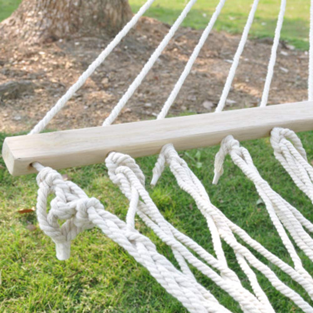 Outdoor-Hängematte, Holzstab-Mesh-Hängematte, einzelne 72 Stränge Baumwollseil-Hängematte, Outdoor-Freizeit-Hängematte, für Gartenterrasse Garten