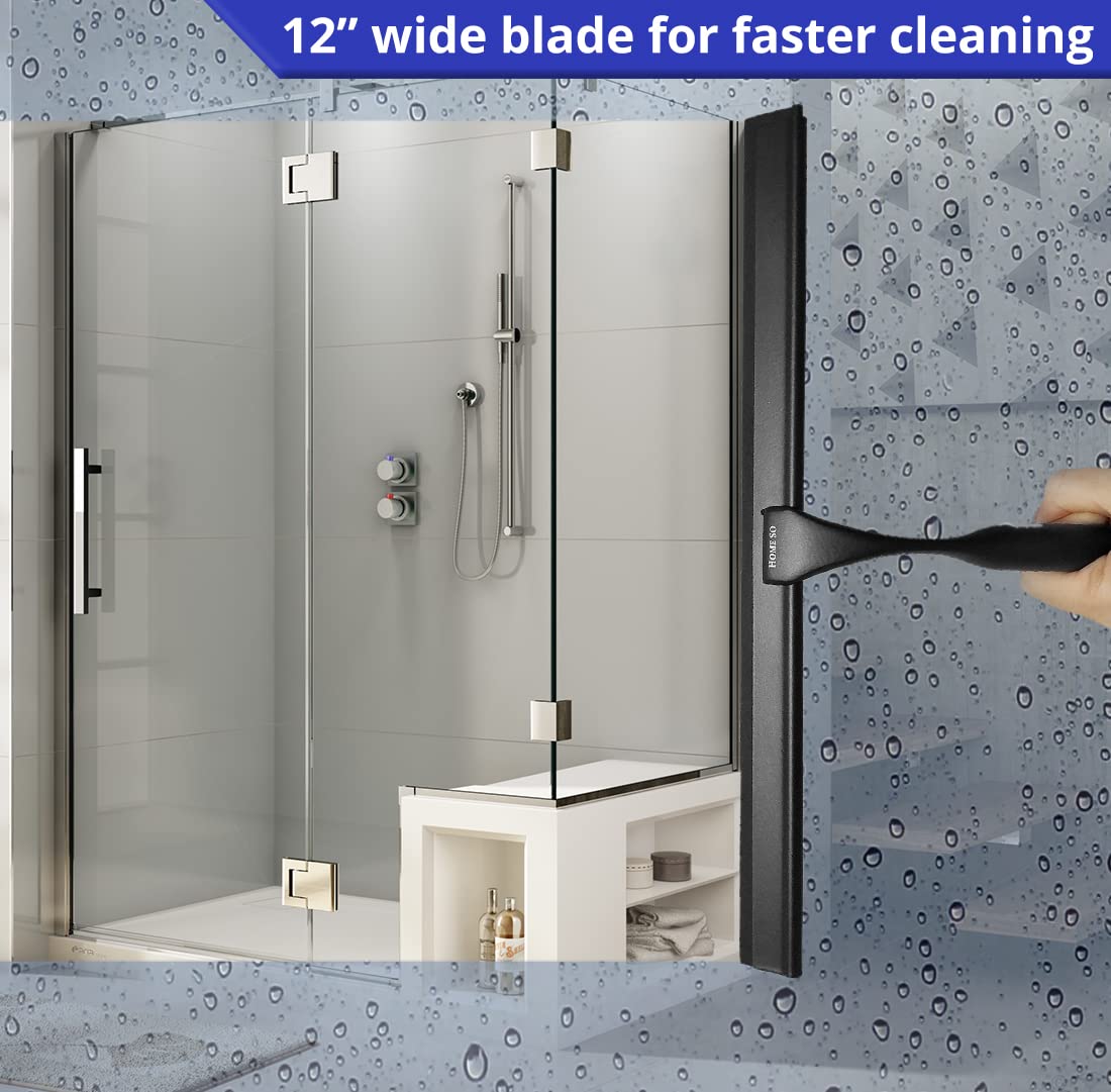 Lavavetri Per Doccia Con Gancio – Silicone Nero. Perfetto Per Vetri, Specchi E Piastrelle In Bagno E In Casa. Pratico E Sempre A Portata Di Mano! - 2