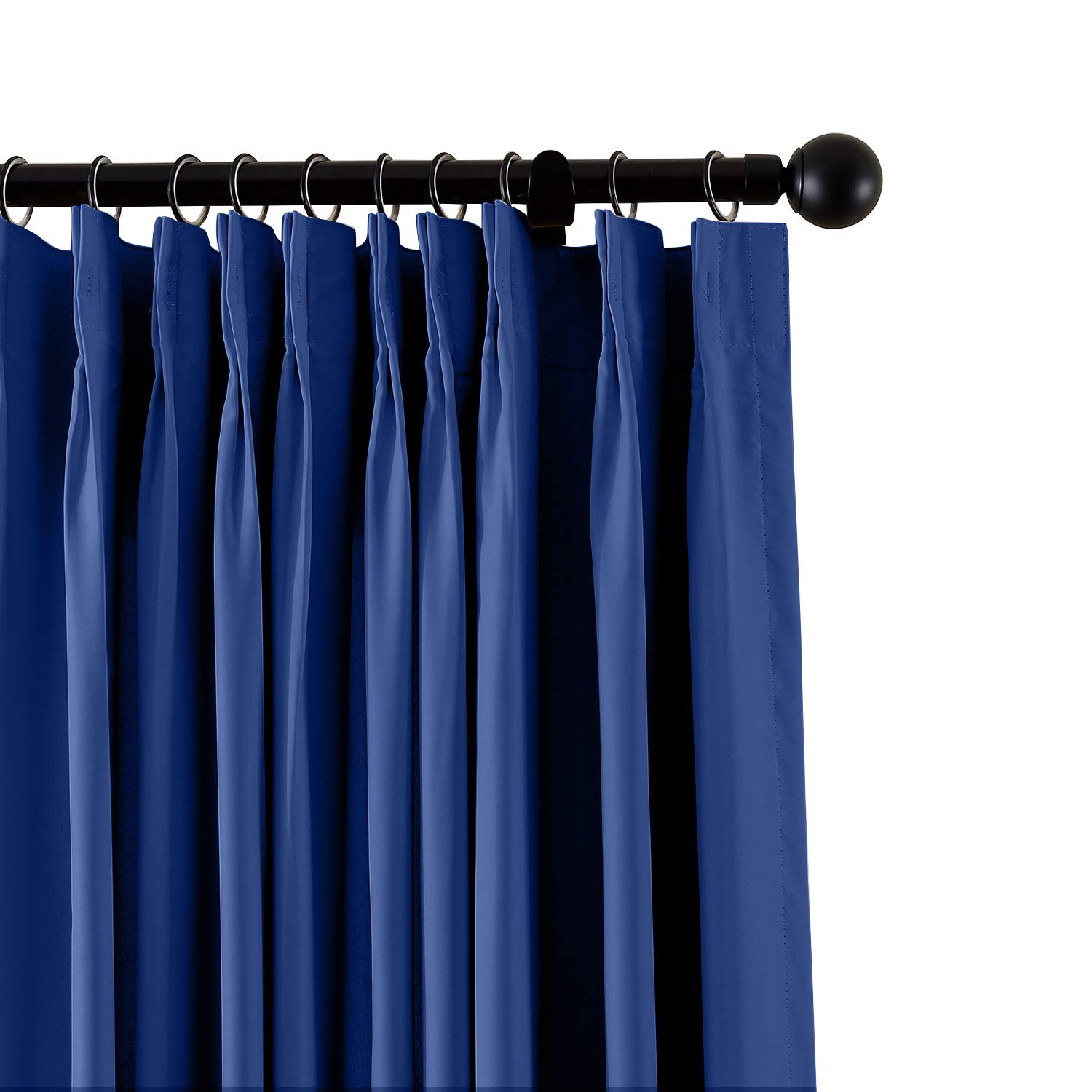 Fireproof Flame Retardant Thermal Insulated Blue Curtain Drapery Panel 55" x 90" Ideal for Office Hotel School Cinema and Hospital Pinch Pleat Design 1 Panel Included