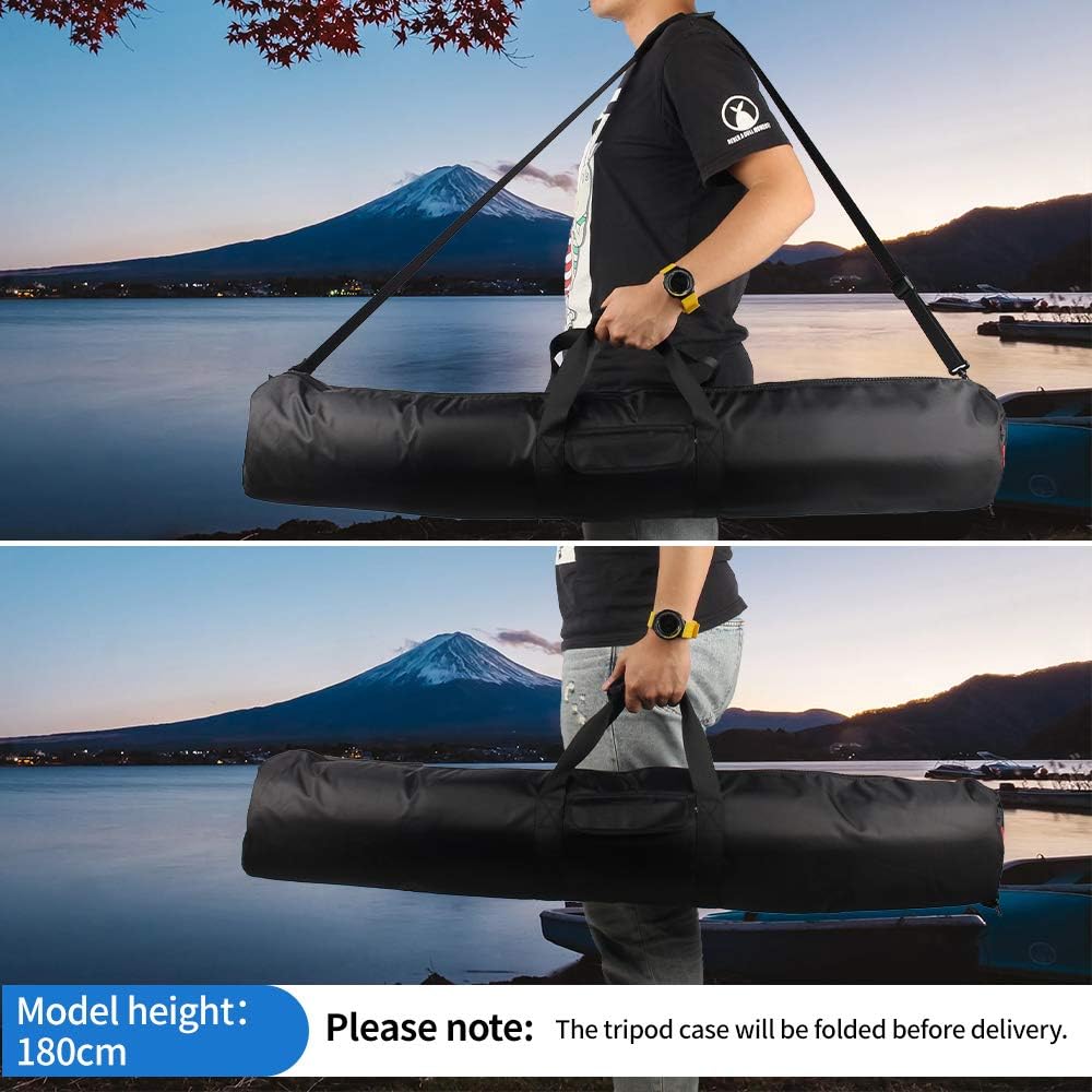HEMMOTOP Tripod Carrying Case, 39x7in All Sides Thick Padded Tripod Bag with Shoulder Strap and Handle, Heavy Duty Light Stand Bag with Two Zippered Pockets for Pool Cue, Speaker Stand -R10018