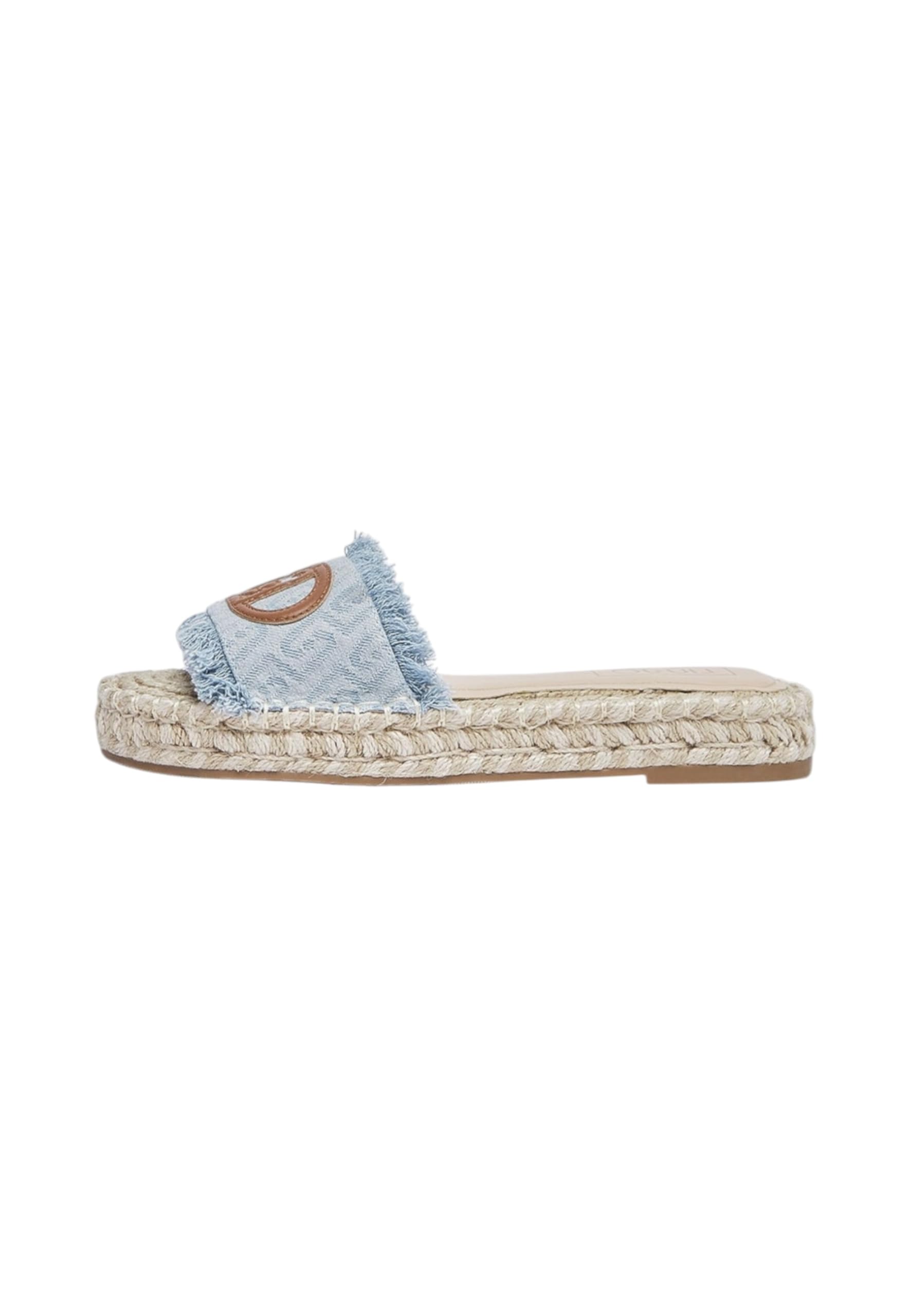 Liu Jo Ciabatte Espadrillas Denim Azzurro con Logo, Suola in Corda Intrecciata, Stile Contemporaneo Casual Tg-39