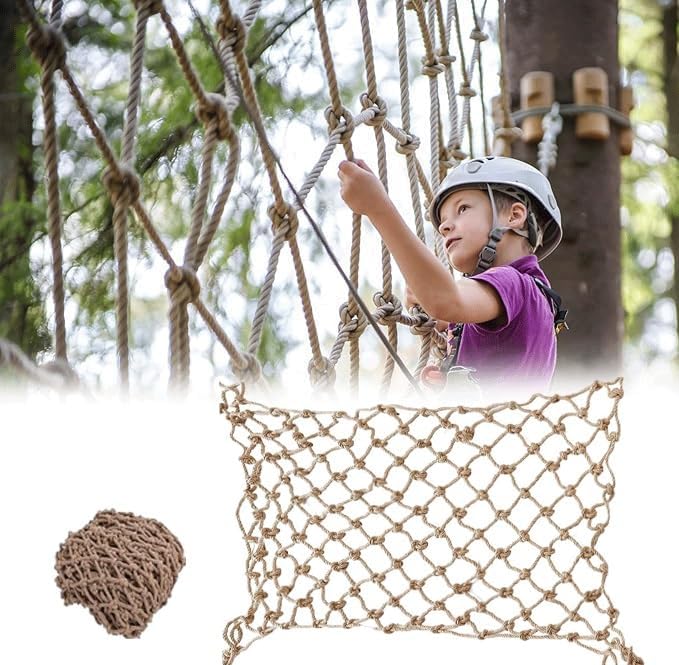 3x10FT / 1x3(M) Jute Support Netting, Garden Net for Plants, Rope Netting for Garden Playground Protection, Indoor & Outdoor Decoration Brown
