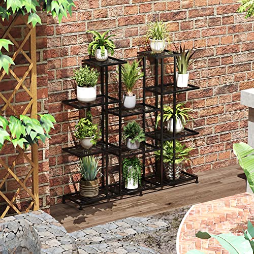 Metal Plant Stand, 9 Tiers Multifunctional Plant Stands For Indoor Plants, Decorative Black Steel Plant Shelf For Indoor Patio Garden Balcony And Yard(9 Tier) (9 Tiers 17 Pots) #TOP4