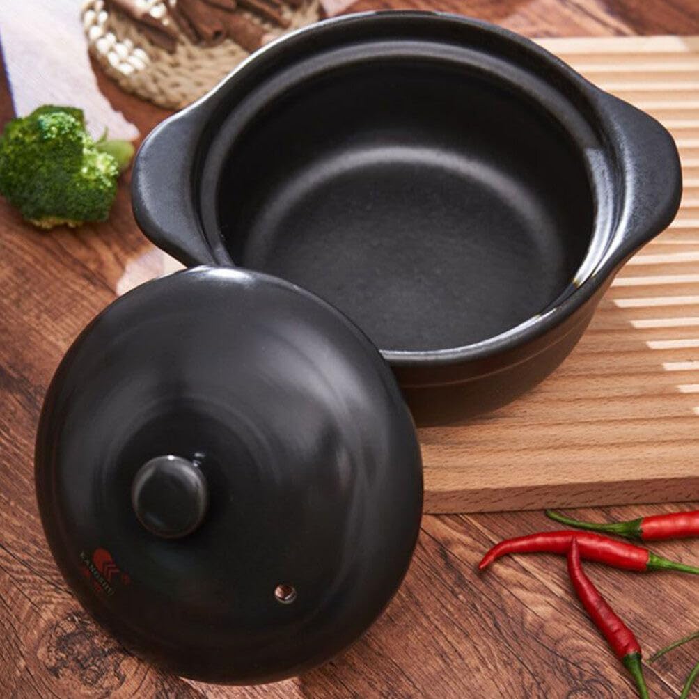 VOSAREA Ceramic Casserole Cooking Pot with Lid Multifunctional Stew Pot for Home Use for Soup Noodles and Rice Dishes and Kitchen Cookware