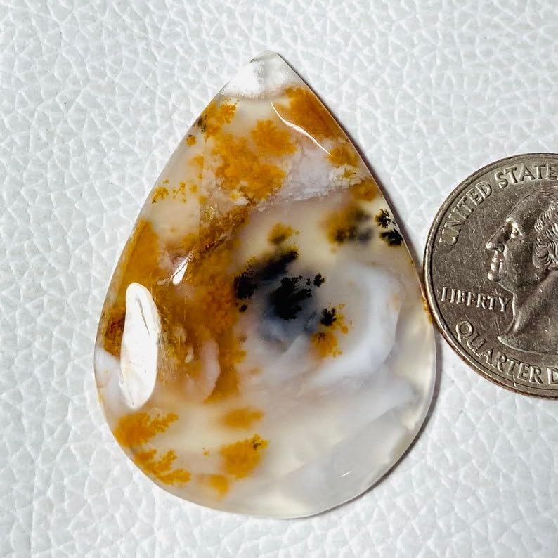 Agate dendritique poire naturelle, pierre unique pour bijou cadeau